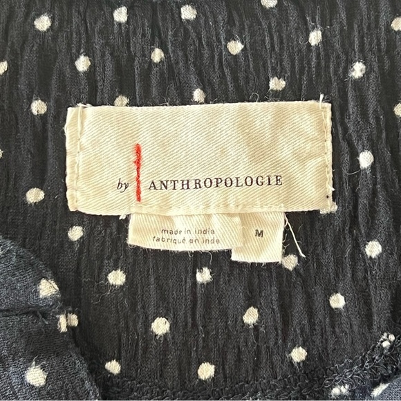Anthropologie Babydoll Navy Blue Polka Dot Sleeveless Button Up Tunic Top SZ M - Picture 11 of 13